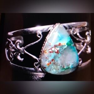 Quantum Quattro Stamped 925 Sterling Silver Cuff Bracelet